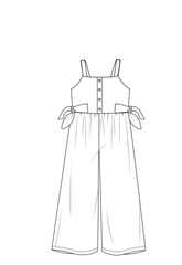 woman tie detail jumpsuit fashion vector, loose leg fashion vector