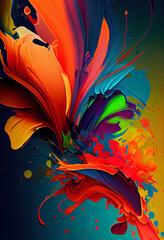 Abstract bright and vivid colours explosion background.  
Digitally generated AI image