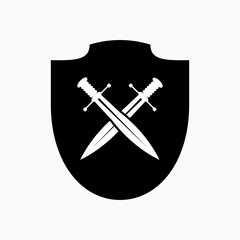 Action Movie Genre Icon. Shield and Swords Sign. 