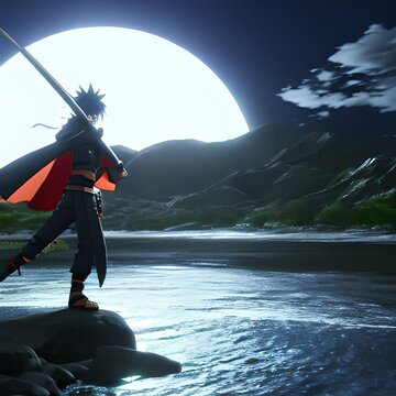 Ninja 4k, night time, moon, unreal engine, cinematic lighting Image Prompt Assets