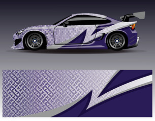 Fototapeta premium Car wrap design vector. Graphic abstract stripe racing background kit designs for wrap vehicle race car rally adventure and livery