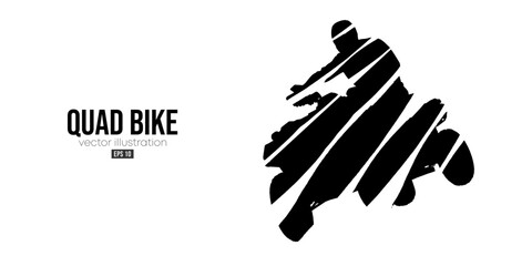 Abstract silhouette of a ATV Quad bike, All-Terrain vehicle, isolated on white background. Rider jumps on quad bike. Vector illustration