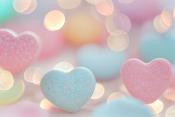 Fototapeta premium pastel color hue of hearts background,heart shaped bokeh background