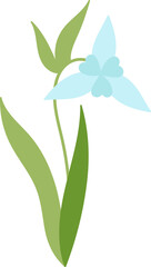Snowdrop flower flat icon Bloom stem and leaves