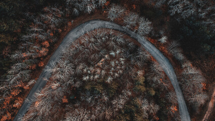 dron view of a road in the mountains