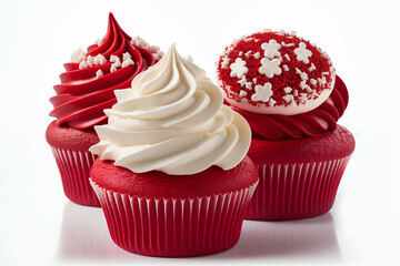 Red velvet cupcake with frosting, Generative AI
