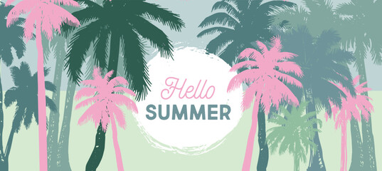 Hello Summer, Palm hand drawn illustrations, vector.	
 - obrazy, fototapety, plakaty