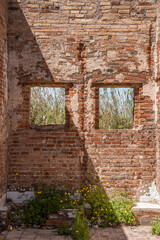 Abandoned house without a roof.