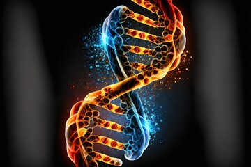 DNA double helix strand. Science background. Generative AI