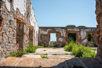 Abandoned house without a roof.