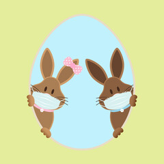 Osterhasen Mädchen & Junge Maske Osterei Banner Innen Grün Himmel