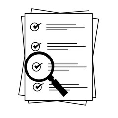 clipboard with magnifying glass