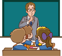 teacher wants students to be quiet cartoon vector