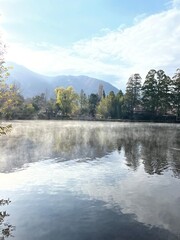 hot spring lake in the forest