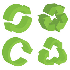 3D Set Of Recycle Signs