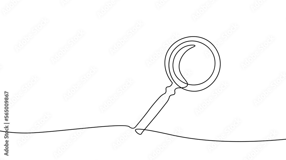 Poster one line continuous magnifier symbol concept. internet search find in page web data analysis. digita
