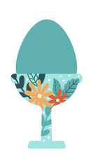 Cute easter egg with floral ornament on stand flat icon