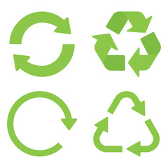 Fototapeta premium Set Of Four Green Recycling Signs