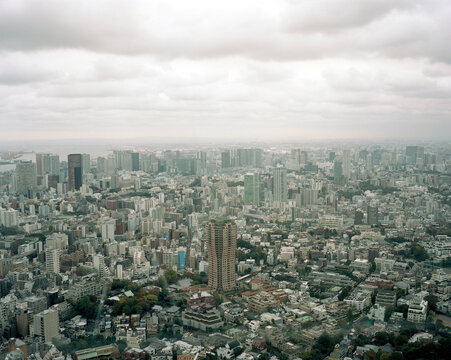A view of Tokyo's cityscape from the observation deck of Mori Tower.