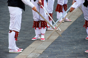 Basque folk dance exhibition in the old town of Bilbao