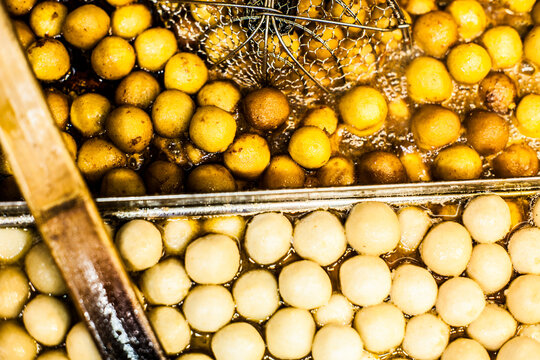 Fish balls at a street vendor.