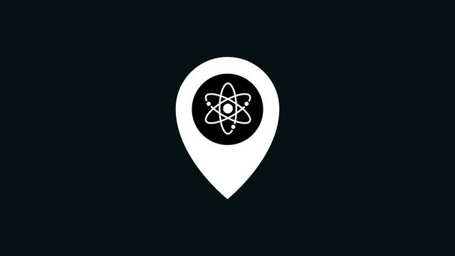 map pin with atom icon.4K motion animation.