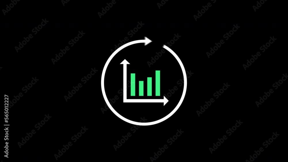 Poster graph chart icon and round arrow animation.4k motion animation.