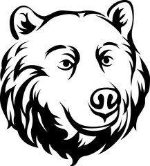 Head of bear. Abstract character illustration. Graphic logo design template for emblem. Image of portrait.