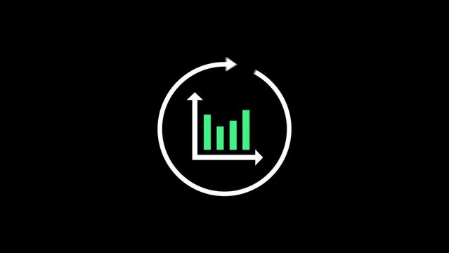 Graph Chart Icon and round arrow animation.4K motion animation.