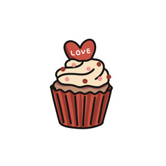 Cupcake decorated with heart-shaped chocolate