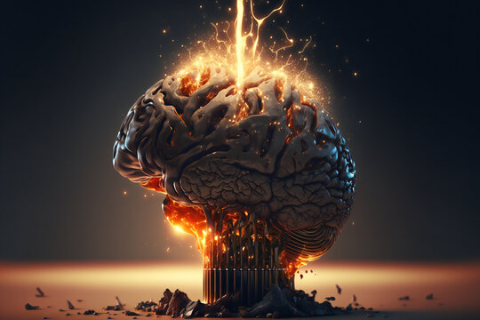 A thought-provoking image of a brain overflowing with ideas and innovation