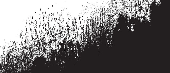 Black brush background. Black ink splash on backdrop. Brush stroke background for wallpaper, paint splatter template, dirt banner, watercolor design, dirty texture. Trendy brush background, vector