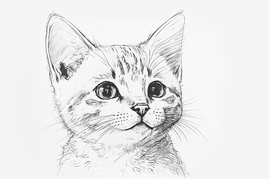 Cute and smile cat sketch art. Generative ai.