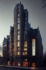 Obraz premium Skyscrapers in the night. AI generated art illustration.