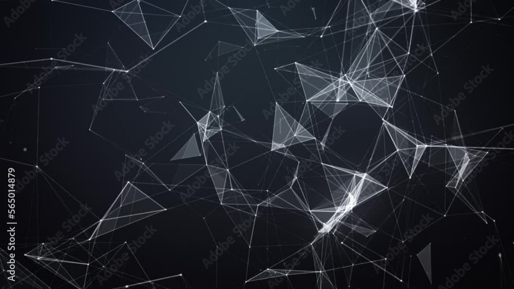 Poster polygonal space in dark background with connecting dots, lines and triangles