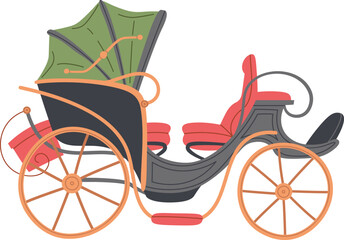 Fototapeta na wymiar Vintage carriage for movement flat icon Ancient transport