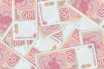 The Argentine currency - Argentine peso. Macro view of Argentina paper money. Close-up Argentine money