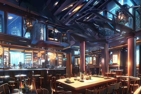 interior of restaurant. Generate AI.