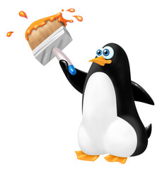 pinguino decoratore con pennellessa