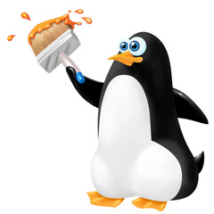 pinguino decoratore con pennellessa