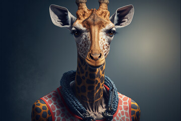 Portrait of a Giraffe in a Sportswear, generative ai