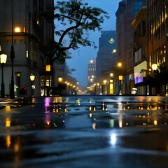 Fototapeta na wymiar Empty streets after heavy rain