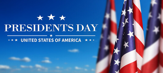 President's Day Holiday Background . American flag on the sky. 3d illustration