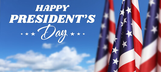 President's Day Holiday Background . American flag on the sky. 3d illustration