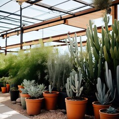 Cactus nursery in the desert.