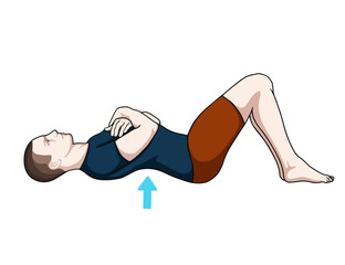 Exercise poses vector illustration for back pain (spine joint). Exercise 4