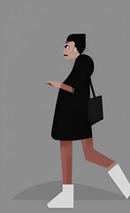 person is walking, colorful woman illustration