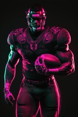 american football player posing with ball, ai generated