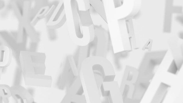 Cloud of letters moving in loop 3d Animation