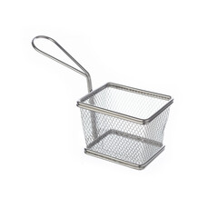 Steel fry basket isolated over white background